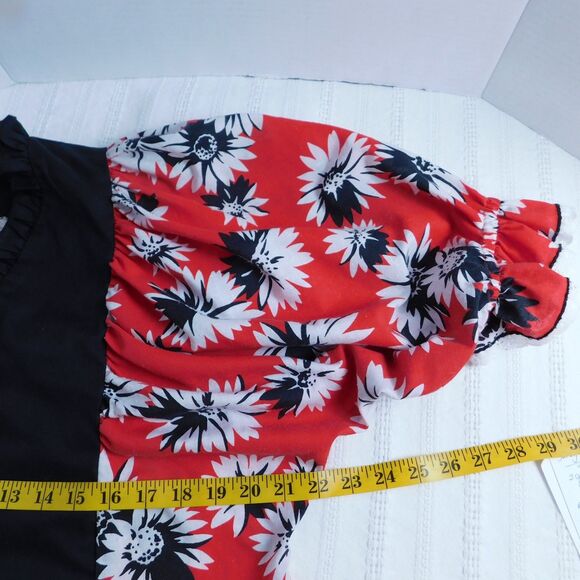 VTG Fancy Fashions Texas Square Dance 2-Pc Dress Skirt Blouse Red Black Ruffles - Picture 15 of 16